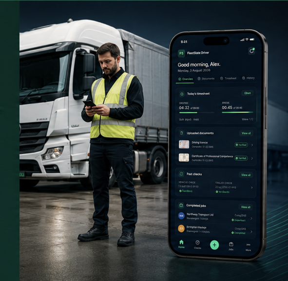 FleetSlate Driver mobile application in a working fleet environment