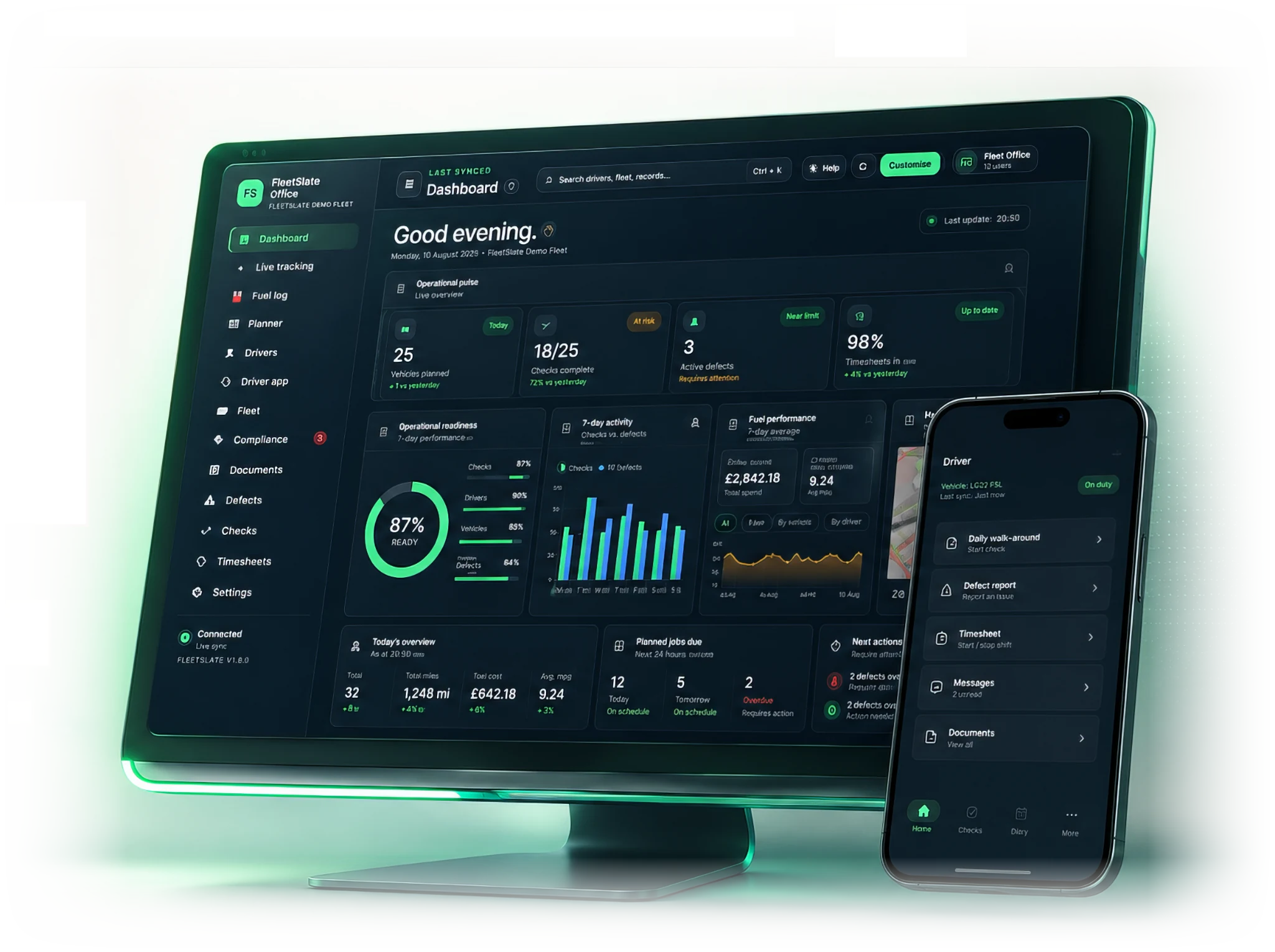 FleetSlate fleet management software showing Office and Driver together